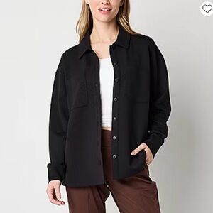Xersion Black Button-Front Overshirt
